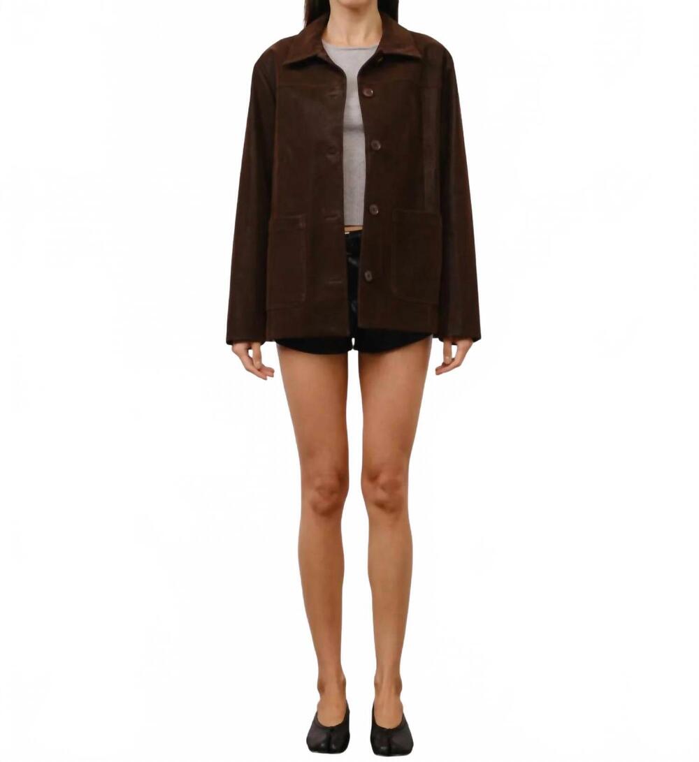 NEW LOUCIA iris suede button front jacket in brown